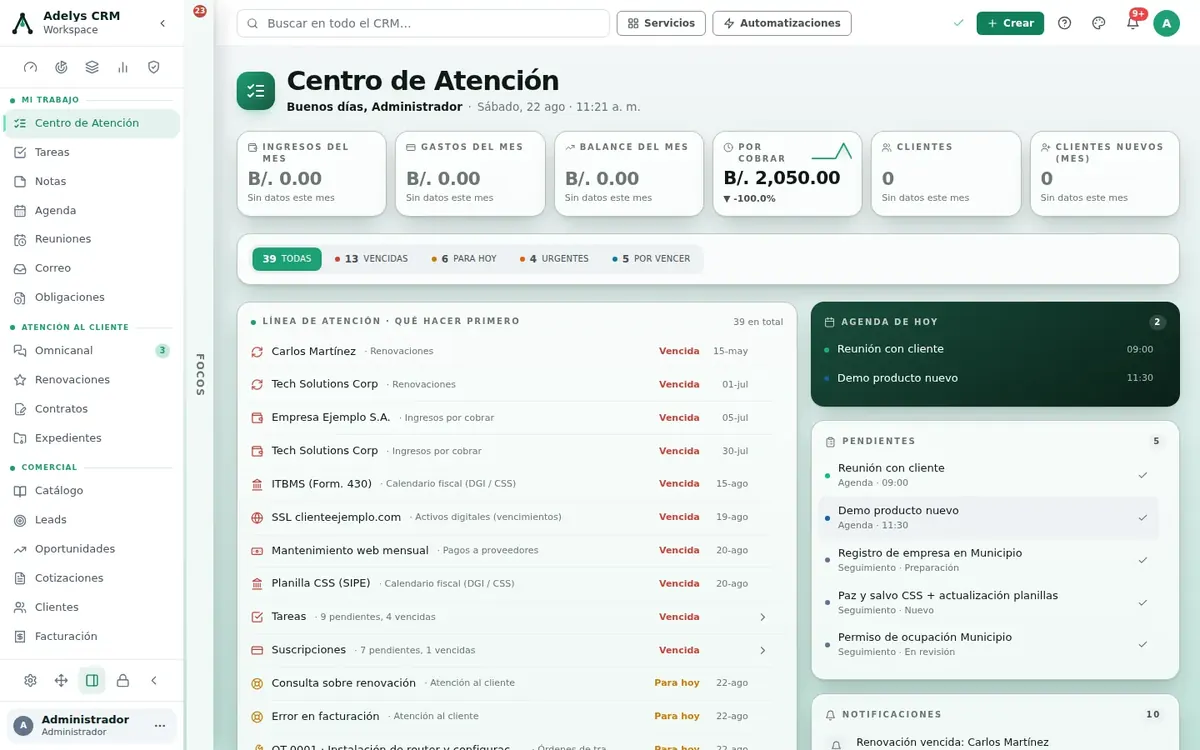 Centro de Atención de Adelys CRM